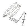 Colares de crucifixo com agulha curva religiosa, contas de rosário de vidro, dados como presentes da sagrada família, oração de casamento239o