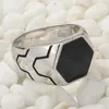 Eulonvan Luxury Charms Wedding 925 Sterling Silver Jewelry Rings for Men Black Resin Drop S S3817サイズ613 2103104346341