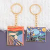 Classic World Masterpiece van Gogh The Starry Night Munch the Scream Oil Painting Style Elastal Legering Keychain Key Chain Keyring6006138