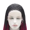 Perruque Lace Front Wig synthétique tressée HD Box, perruque de Simulation de cheveux humains, tresses frontales pour femmes noires, 19813-IIIPINK