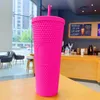 Starbucks duplo rosa durian laser copos de palha 710ml Tumblers sereia plástico de água fria de café copo Presente de canecas de presente