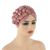 ed Turban Caps for Women Rose Flower Headscarf Bonnet Muslim Under Hijab Cap Indian African Hat Turbante Mujer6663375