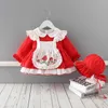 2 pezzi neonata abiti spagnoli boutique infantili vestiti bambini lolita principessa abito da ballo infantile ricamo vestito rosso + cappello 210615