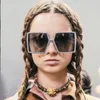 Moda Kare boy Güneş Gözlüğü Kadın Marka Tasarımcısı Retro Çerçeve Büyük güneş gözlüğü Kadın Vintage Erkek Oculos Feminino