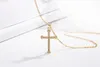 Tro Gold Diamond Jesus Cross Necklace Pendant Crystal Row Halsband för kvinnor Män modesmycken Will och Sandy