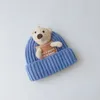 Cappello invernale per bambini Cappellino per berretti lavorati a maglia con orso carino Cappellino per berretti per bambini in cartone animato Autunno Accessori per ragazza ragazzo 3-24M