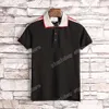 21SS MENS POLOS TOP KWALITEIT ZOMER KATOEN T-shirts Tee Tijger Hoofd Borduurwerk Straten Korte Mouw Zwart Wit