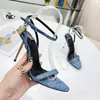 Neue Designer Sexy Leder Riemchen High Heel Sandalen 10,5 cmDamen luxuriöse Vorhängeschloss Dekorieren Metall High Heels Sommer Sandale Knöchelriemen party Schuhe Frau42