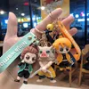 Julklappar Nyckelringar Anime Demon Slayer Kimetsu Nej Yaiba Keychain Double-Side Key Chain Car Bag Pendant Figur Keyring