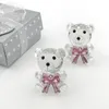 50 pezzi bomboniere per baby shower ornamento di orsacchiotto di cristallo con fiocco rosa in confezione regalo per souvenir di compleanno per ragazza souvenir di battesimo neonato