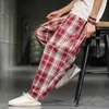 Pantalons pour hommes Harlem Fashion Brand Loose Large Size Lantern Youth Splicing Wide Leg Plaid Radis Capris