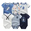 2021 Nyaste 6st/lot Tjejkläder Roupa de bebes Pojkkläder Enhörning Babykläder Set Romper Nyfödd Bomull 0-12M 210309