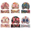 Baby hår tillbehör sätter nyfödd Turban Cap Headband 2st Bowknot Kids Hat Cross Printed Headbands Elastica Hairs Band WMQ1252