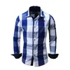 Mäns Casual T Shirts för män Slim Bomull Garnfärgad Plaid Cowboy Shirt Enstaka Breasted Full Sleeve Business Man Kläder