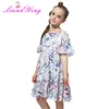 Kids Summer Bohemia Casual Pleated Dress for Girl Children Chiffon Floral Dress For 3 4 6 7 8 9 10 11 12 Years Q0716