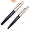 CR Quality Classic Style Luksusowy ballpoint Pen Silver and Black Barrel z numerem seryjnym Pisanie gładkich wkładów na prezent Plush Po254U