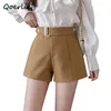 Autumn Casual Korean Style A-line High Waist Loose Wide Leg Shorts Elegant Work Short Trouser Plus Size Boots 210601