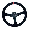 350mm Suede Leather Racing Steering Wheel Universal Yellow Pink Stripe Car Sport Steering Wheel Aluminum Frame With Logo