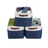 Cube Large Folding Leinen Stoff Aufbewahrungskorb Kleidung für Kinder Spielzeug Organizer mit künstlichen Ledergriffen T205352822