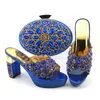 Beautiful teal women pumps and bag set with big crystal style african shoes match handbag for dress CP6002,Heel 10.5CM