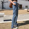 Syiwidii ​​flare jeans kvinnor denim byxor hög midja slitben vintage streetwear bell botten mode kläder skär ut full längd 210730