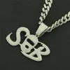 Creative Cubic Zircon Letters SB Pendants & Necklaces With Iced Out Miami Cuban Chain Choker Hip Hop Jewelry For Men192k