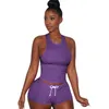 Vendita all'ingrosso da donna estate yoga abbigliamento abiti da due pezzi set da cuoio camicia pantaloni sportivi vestiti sportivi senza maniche sportswear klw0730