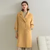 High-end dubbelzijdige kasjmier wollen lange jas dames herfst mode elegante bovenkleding vrouwelijke winter losse wollen jas 210930