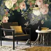 Custom 3D Wallpaper Silk Cloth Waterproof Canvas Murals Wall Painting Pastoral Floral Flower Oil Painting Black Mural Wallpaper 210722