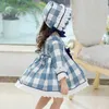 Barn spanska kalkon klänning flicka lolita prinsessa boll klänning långärmad baby college stil klänningar spädbarn vintage plaid robe q0716