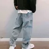 Pantalones Vaqueros con Bordado de Diez Patrones Para Hombre Pantaln Recto Coreano Hip Hop Holgado Pierna Ancha Talla Gran 0309