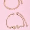 Панк индийская кореначная цепь змея браслет браслет для женщин золотой цвет змея кристалл многослойные шармы браслеты Boho ювелирные изделия Q0722