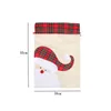 Linen Santa Çuval Noel Hediye Çantası Kırmızı Ekose Drawstring Tote Çanta Festival Dekorasyon