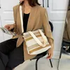 50pcs messengeräckar Kvinnor Canvas Stripes Skriver ut stor kapacitets sport handväska mix färg