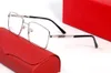 Optiska ramar Rimless Metal Frame Glass Clear Lens Rectangle Eyewear Olika för Man Unisex Högkvalitativ designer Eyeglass ACCE275Q