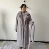 2022 hiver femmes Faux lapin manteau allonger le genou manteau de fourrure lâche revers pardessus épais chaud grande taille femme manteaux en peluche pour la fête des mères cadeau