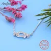 925 Sterling Silver Horseshoe Necklaces Pendant With Clear CZ Women DIY 925 Fine Jewelry Berloque 210721