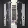 Badkamer douche sets zwarte nikkel regenval waterval paneel massage jets kolom thermostatische mixer kraan toren kuip tuit