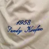32 샌디 쿠팩스 Jersye 명예의 전당의 1955 년 1 WS 패치 1958 화이트 크림 1981 1963 그레이 블루 블랙 패션 팬 플레이어 브루클린 베이비 블루 크기 S-3XL