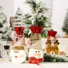 Couverture de bouteille de vin de Noël Santa Snowman Elk Bouteille de vin Ensemble de la table de Noël Decoration Cordon de cordon W-00826