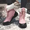 High Boots Quality Women Winter Keep Warm Mid-Calf Snow Lace-Up Comfortable Ladies Chaussures Femme Size 36-42 20282 40469 65784