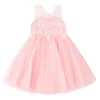 Baby tjejer kläder barn flickor boll klänning klänning toddler tjej sommar spets pärlor broderi prinsessa födelsedagsfest klänning rosa q0716