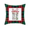 Boże Narodzenie Czerwony Green Plaid Pillowcase Santa Claus Peach Skin Poduszka Poduszka Home Pillowslip Dekoracje 10 Styl