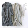 Heren slaapkleding katoen gaas kimono mannen badjas zacht lichtgewicht yukata peignoir kleedjurk voor