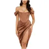 Casual Dresses Elegant Women Off Shoulder Push Up Midi Tube Dress med hög slitscocktail Wedding Guest Birthday Club Party28K