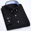 Chemise habillée Oxford pour hommes rayé à carreaux à manches longues poche plaquée affaires chemises décontractées boutonné vêtements Chemise Homme 210316