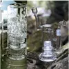 Cam Bubbler Benzersiz Nargile Bong Sigara Boru Çift Matrix PERC Sigara Kül Alıcı ile 18mm Banger Oil Rigs