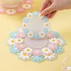 4 PCS/Set Coasters for Drinks Non-Slip PVC Cup Mat Tabletop Protection Daisy Flower Pattern Heat Insulation Placemat RRB11542