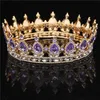 Gold Lila Königin König Brautkrone Für Frauen Kopfschmuck Prom Festzug Hochzeit Tiaras und Kronen Haarschmuck Zubehör CJ191226