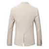 Beige Ivory Men Suit Casual Linen Beach Suit Wedding Groom Stylish Prom Dress Men Party Wear X0909